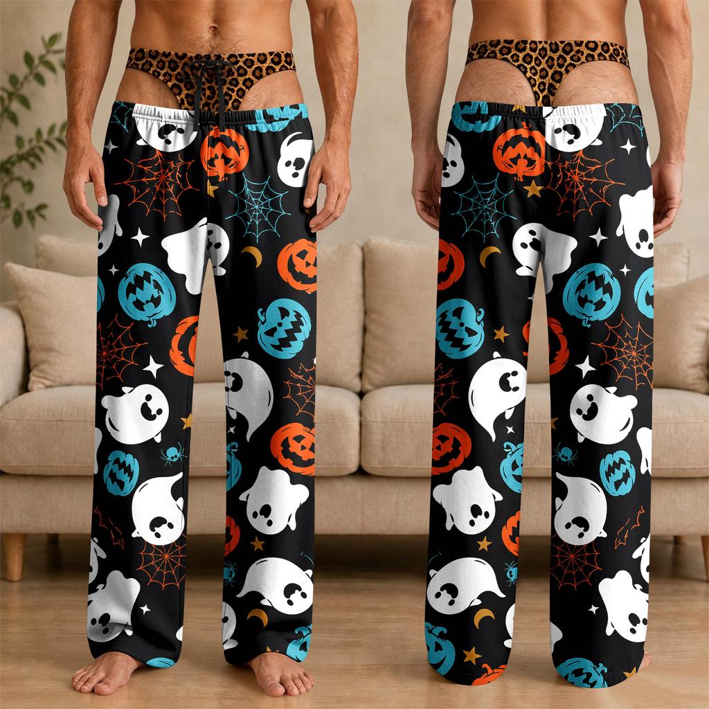 Men's Funny Novelty Halloween Pajama Pants with Underwear Print for Sleepwear