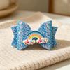 Girl Hairpin Three-Dimensional Bow Shape Rainbow Gradient Color Glitter Hair Clip Side Bangs Party Hair Accessory