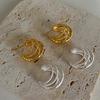 Wrapped multi-layer C-shaped earrings, simple personalized design earrings, fashionable and cold wind earrings, niche and high-end sense