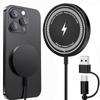 15W Magnetic Wireless Charger for iPhone - Aluminum Alloy Fast Charging Station with USB C Multi-Port Compatible Flash Charger for Apple Watch