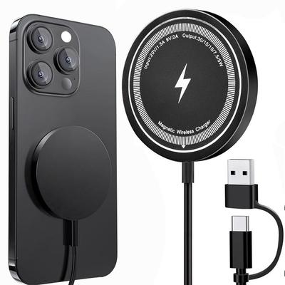 15W Magnetic Wireless Charger for iPhone - Aluminum Alloy Fast Charging Station with USB C Multi-Port Compatible Flash Charger for Apple Watch