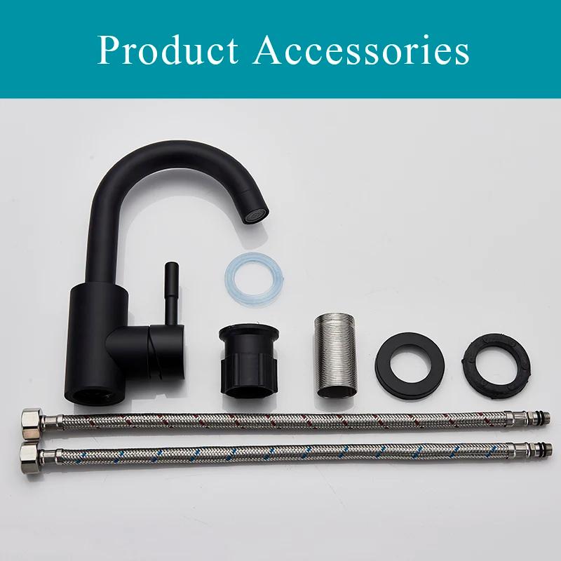 Bathroom Basin Mixer Matt Black/brushed Nickel Range for Sinks Stainless Steel Hot and Cold Mixer Tap Accessories