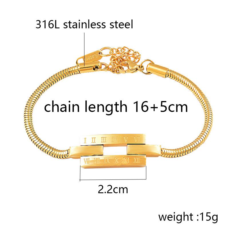 Titanium Titanium Steel Roman Digital Hollow Square Bracelet