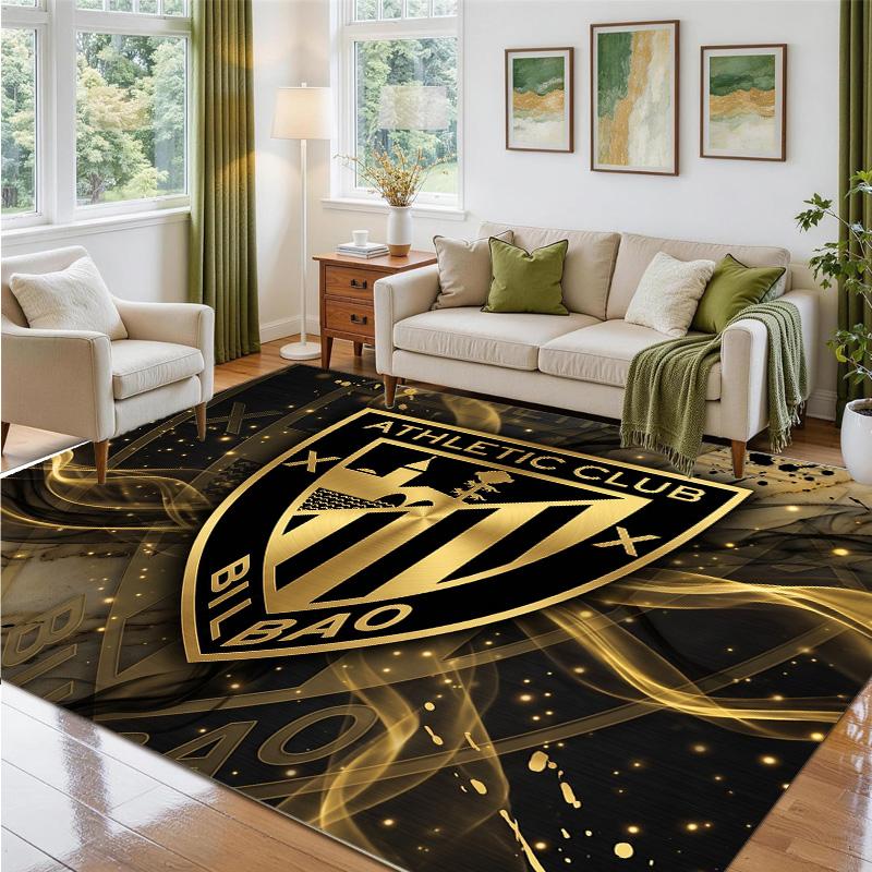 Athletic Bilbao Football Design Crystal Velvet Rug Soft Decorative Mat for Bedroom Entrance