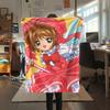 1Pc Cardcaptor Sakura Print Flannel Blanket, High quality Comfortable for All Seasons, Home Decor, Warmth and Comfort, Perfect for Christmas Gifts