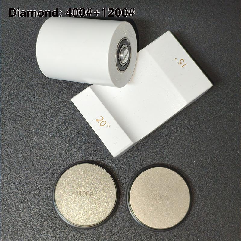 2-Angle Rolling Knife Sharpener 15/20° Roller Sharpeners Magnet Wooden Base Diamond Grinder Set Woodwork Sharpening System