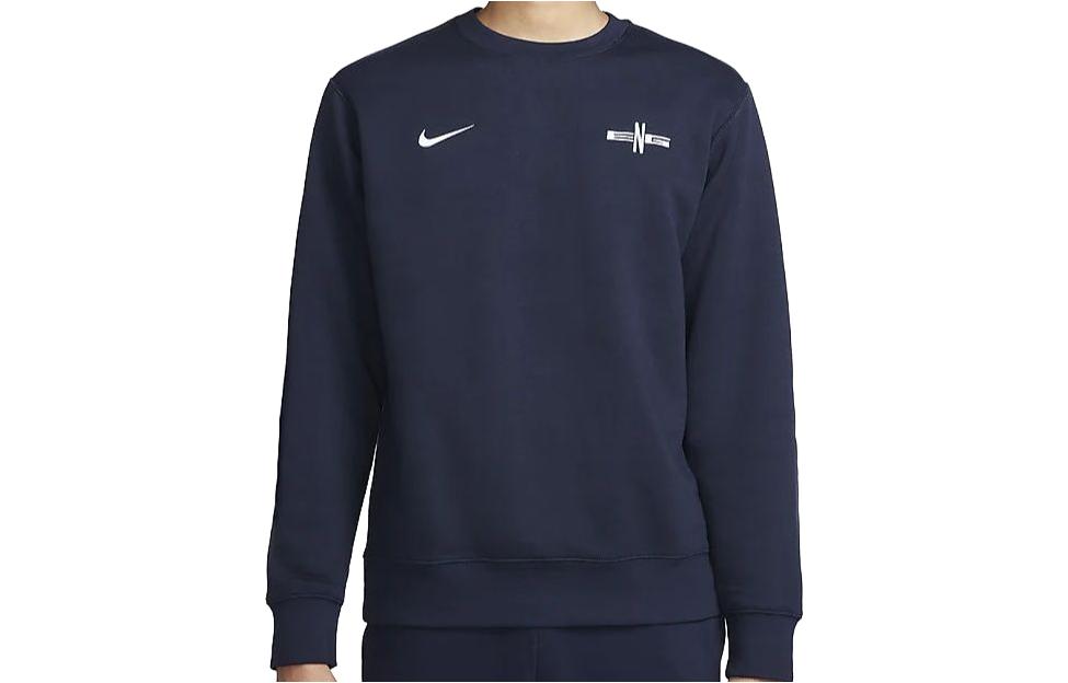 Nike Sweatshirts Men s Dark Blue Crew Neck Moderate Regular DR9141-451 L