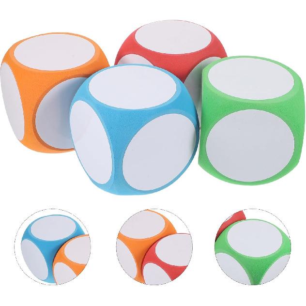 4pcs Dry Erase Blocks Foam Blank Dice Write On Dry Erase Cubes 4 Inch Wipe Off Dice Teaching Aid Tool Educational Learning Playing Game Props for