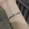 Sterling Silver Color Sparking Star and Moon Charm Bracelets for Lovers Couple Hand Chain Link Original Fashion Jewelry