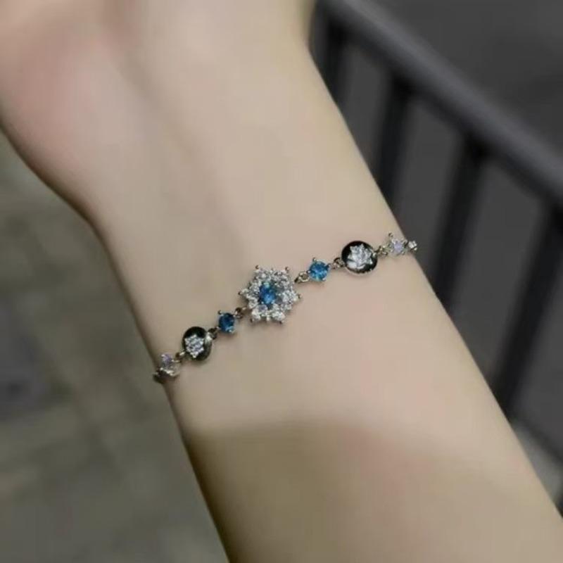 Sterling Silver Color Sparking Star and Moon Charm Bracelets for Lovers Couple Hand Chain Link Original Fashion Jewelry