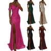 Lady Evening Dress Off Shoulder V Neck Side Slit Floor Length Sequin Ball Gown Sleeveless Slim Fit Prom Wedding Party Banquet Maxi Dress