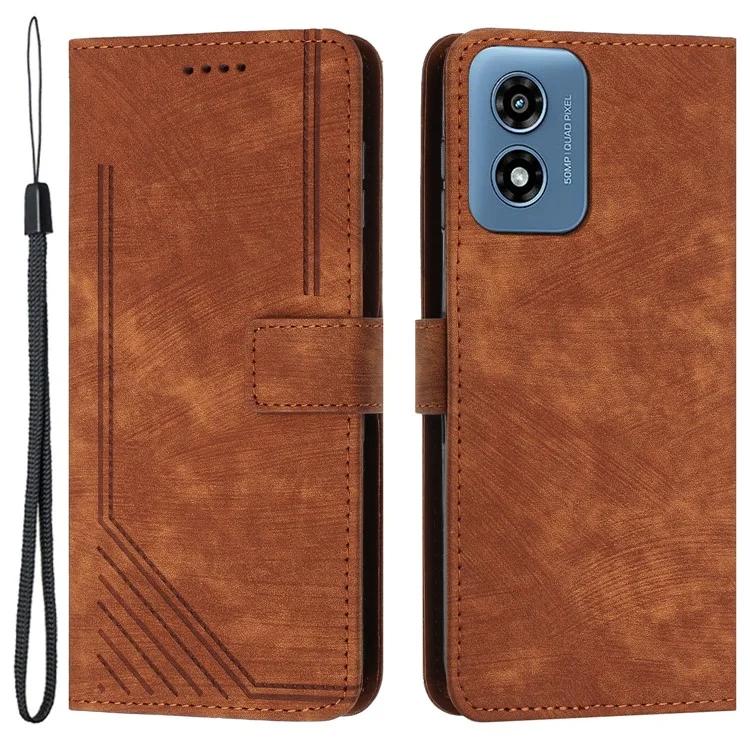 

Для Motorola Moto E14 4G / G04 4G / G04s 4G / G24 4G чехол противоударный PU кожаный чехол с тиснеными линиями для телефона