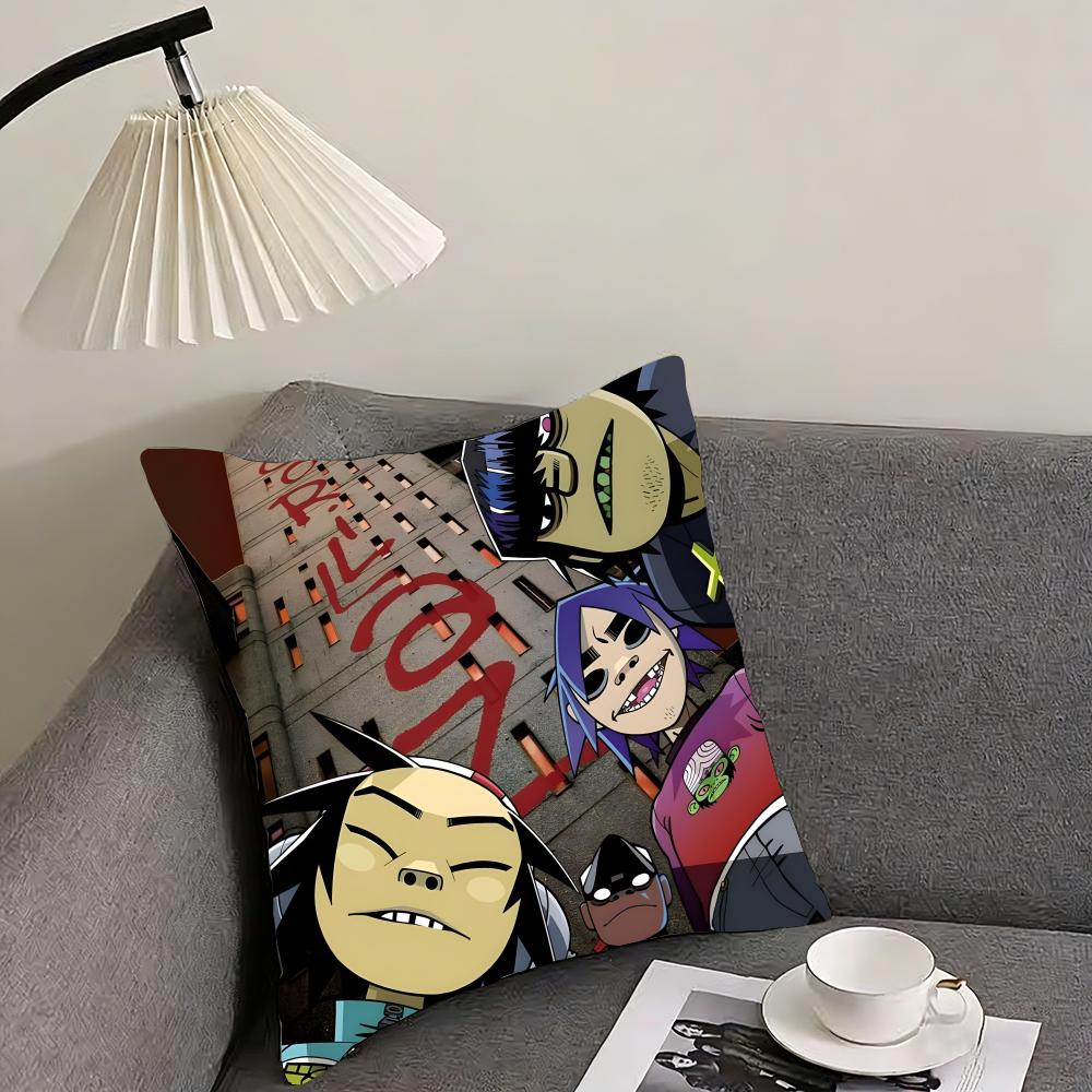 G-Gorillaz Band Cushion Cover Pillowcase Ultra Soft Skin Friendly Fabric Cloud Like Comfort & Concealed Zipper
