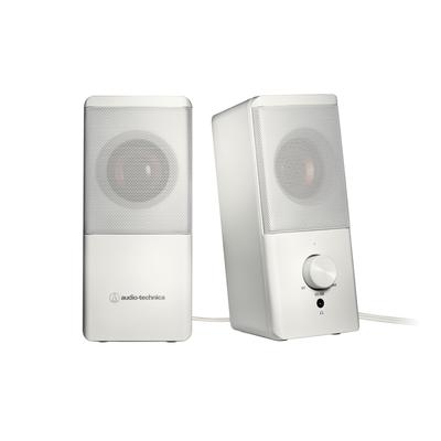 WH Active Speaker White PC Tablet Record Player USB Powered Space Saving Design Front Headphone Terminal Power Saving High Output White Audio-Technica