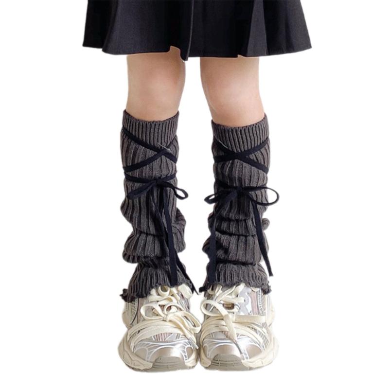 Sock Sleeves Fashionable Tie Bowknot Girls Stackable Socks Comfortable Leg Cover for Daily Wear and Parties