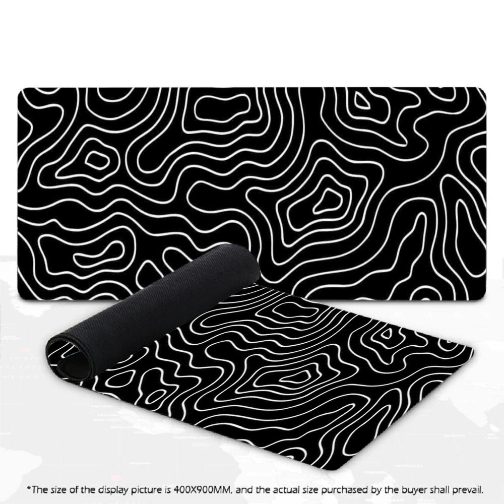Abstract Topography Line Art Large XXL Mouse Pad Non-Slip Rubber Gaming Keyboard Deskmat Overlocked Game Table Accessories