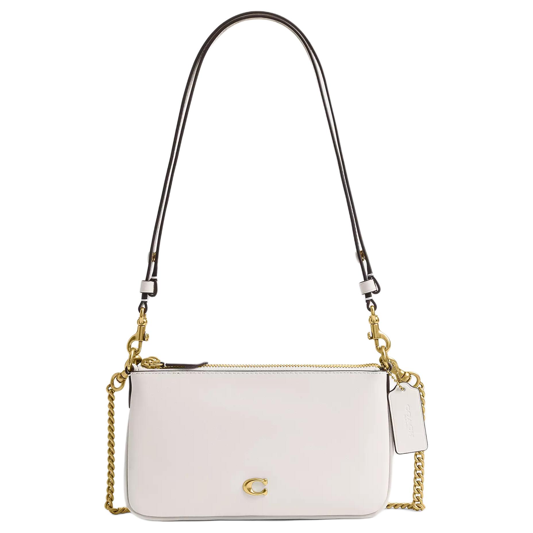 Coach Audrey 22 Logo Leather Shoulder Bag Women Shoulder Bag White CDY89-B4HA Basic Set (Bag+Dust Bag)