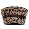 Decorative Button Flat Top Hat Vintage Style Leopard Print Cap Casual Newsboy Beret Hat  Party