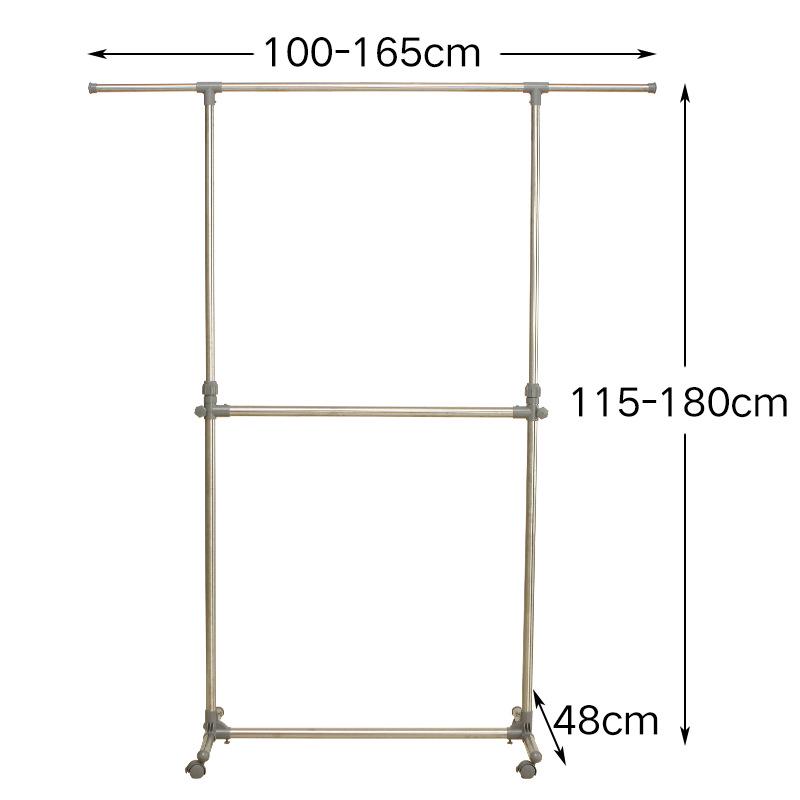 Stainless Steel Double Layer Retractable Clothes Drying Rack, Floor-standing, Movable - Youlite YLT-0301H