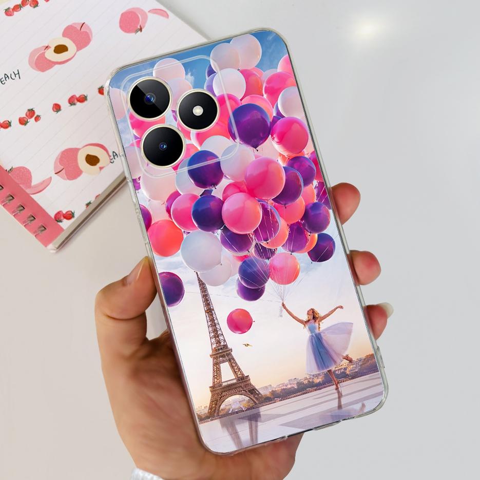 Etui na Realme Note 50 RMX3834 Uroczy Kot Malowane Pokrowiec Miękki Silikonowy Pokrowiec na Telefon Na Realme Note 50 Note50 Tylna Pokrywa 6.74'' Torby