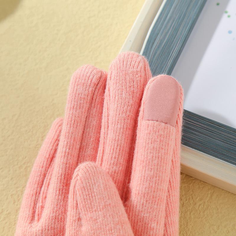 Warm Gloves  Female Fingers Velvet Padded Cashmere Like Students' Hands Anti Freezing Cold Proof and Windproof  Driving and Cycling.