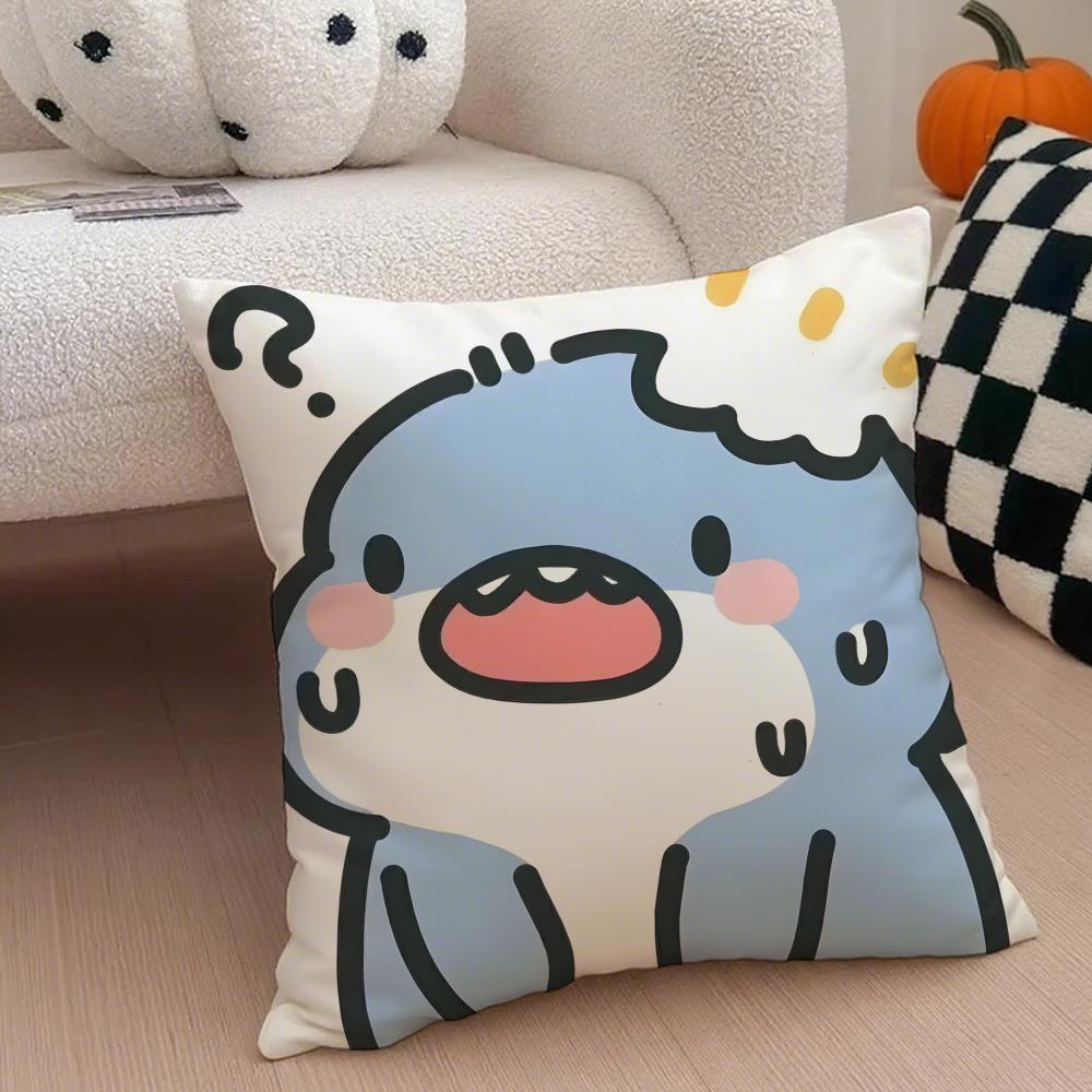 Gemütlich Cartoon Süß Haie Monster Bild Kissenbezug Leinen Kissenbezug Weich Atmungsaktiv Schützend Sofa Zimmer Dekoration