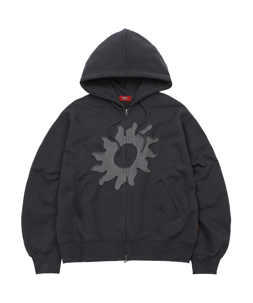 S'Est Solaris Applique Hoodie Zip Up Charcoal