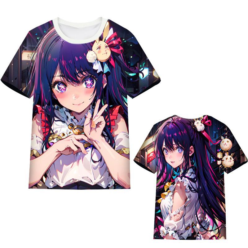Anime Manga 'Oshi no Ko' 3D Printed T-Shirt for Girls, Fashionable Loose Short Sleeve Harajuku Style Top