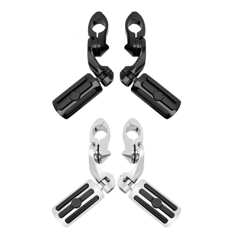 Motorcycle Highway Pegs Short Angled ride Footrests with Adjustable Mount Aluminum Rubber for 1.25" Engine Guard