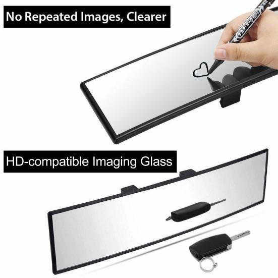 Širokoúhlé zpětné zrcátko Snadná instalace Vynikající sklo 300 mm vnitřní zakřivené zrcátko do auta