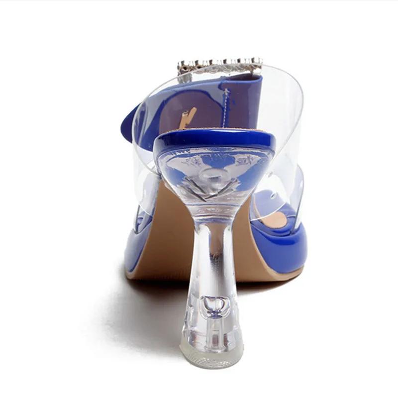 Fashion Clear Rhinestone Metal Buckle Slippers Women Fashion Transparent PVC  Design Slide Sandals  2025 Summer Sexy Platform Slippers