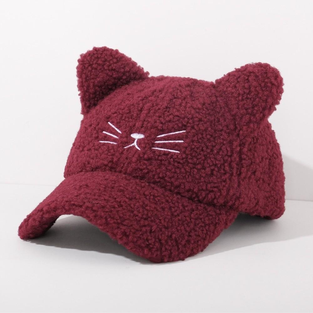 Adjustable Fleece Peaked Hat Lamb Fleece Baseball Cap New Cat Ear Baseball Cap  Women Girls
