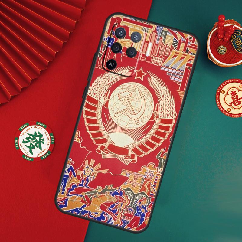 Red Soviet Union USSR Flag Case For Oppo A76 A16 A96 A17 A60 A40 A80 A98 A58 A78 A18 A38 A57 A74 A54 A94 A15 A5 A6 Pro