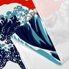 Unny Cat Japanese Ocean Wave Shower Curtain Cool Kids Anime Bathroom Decor Nautical Fabric Bath Curtain Hooks Washable Art