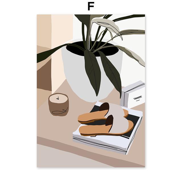 Abstract Girl Monstera Leaf Boho Vintage Nordic Posters And Prints Wall Art Canvas Painting Wall Pictures For Living Room Decor