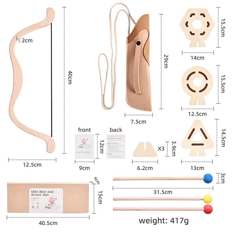 Wooden Baby Bow Arrow Toy Set Children Montessori Outdoor Toys Exercise Hands Ability For Children Archery Toys Gifts Set