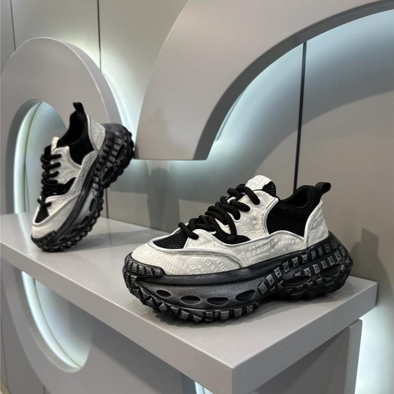 Mens Large Size Casual Sneakers With Distressed Finish Thick Platform Sole Round Toe Shoes Seniors