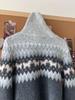 Women's Retro Fair Isle Puppy Jacquard Cardigan - High Neck, Thickened, High Waist, Double Zipper, Short Jacket for Autumn/Winter 2026.