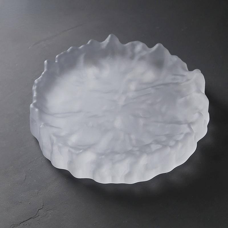 Glass Frosted Ice Mountain Teapot Pad Dry Brewing Pot Tea Table Zisha Pot Cover Bowl Tea Holder Pad Hammer Ice Texture