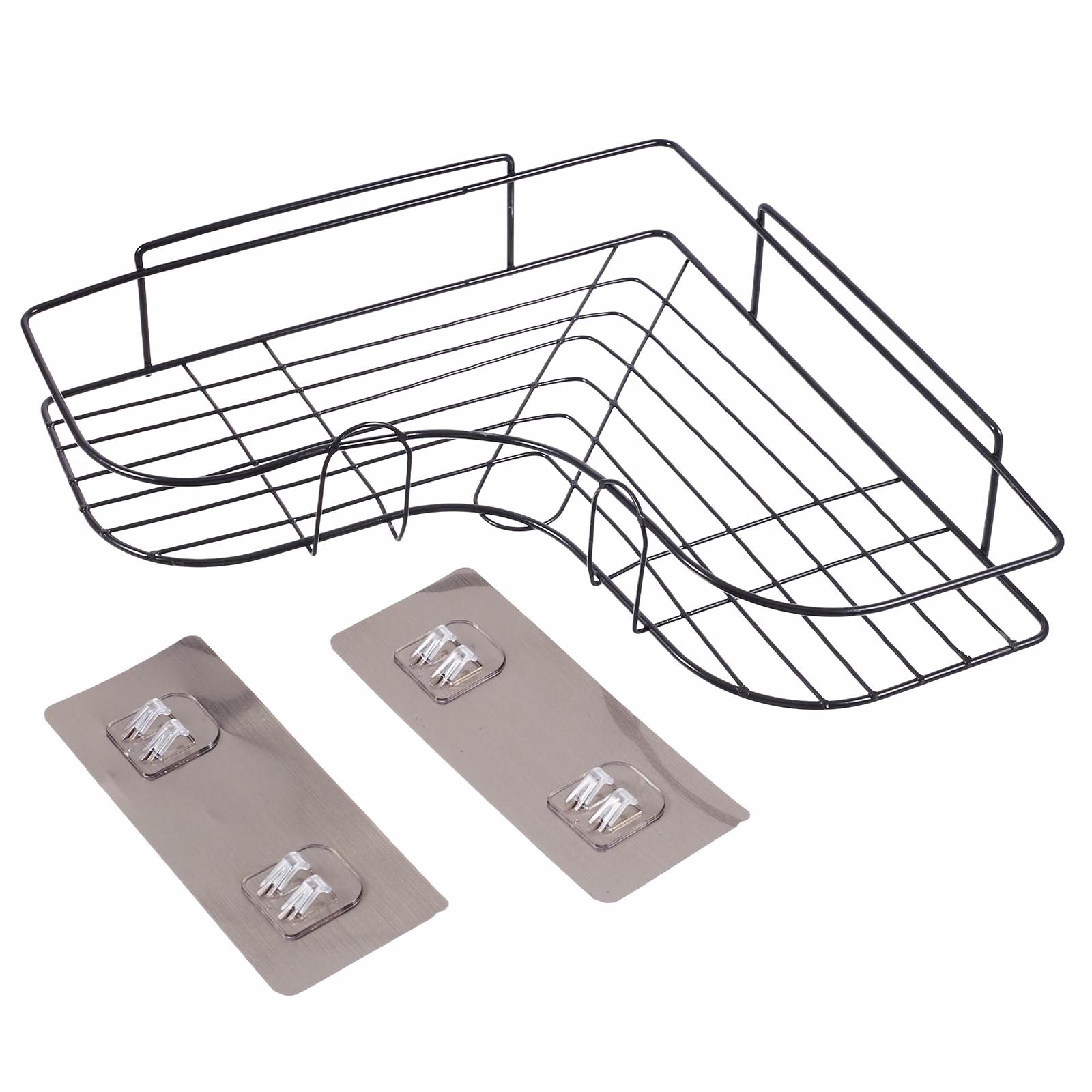 

Triangular Shower Shelf Bathroom Corner Bath Storage Holder Home Organizer Rack Black