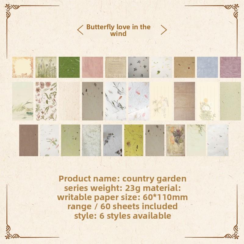 

60 Pcs New Cultural and Creative Country Garden Hand Account Stickers Hand Account Stickers Creative Retro Material Paper