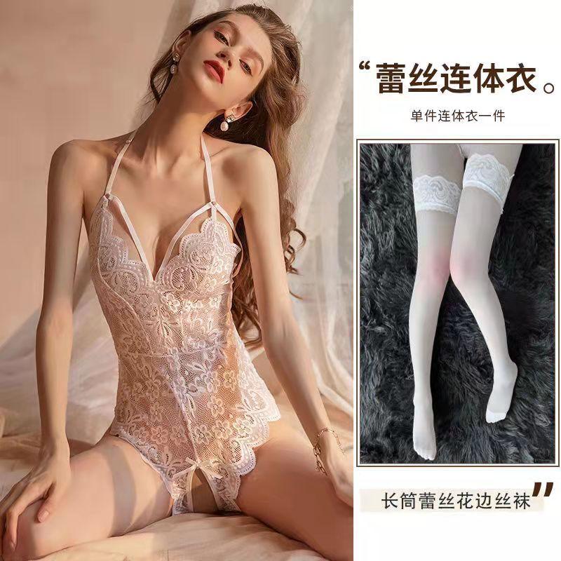 Sexy lingerie sexy female lace perspective small chest temptation suspender open crotch free onesie
