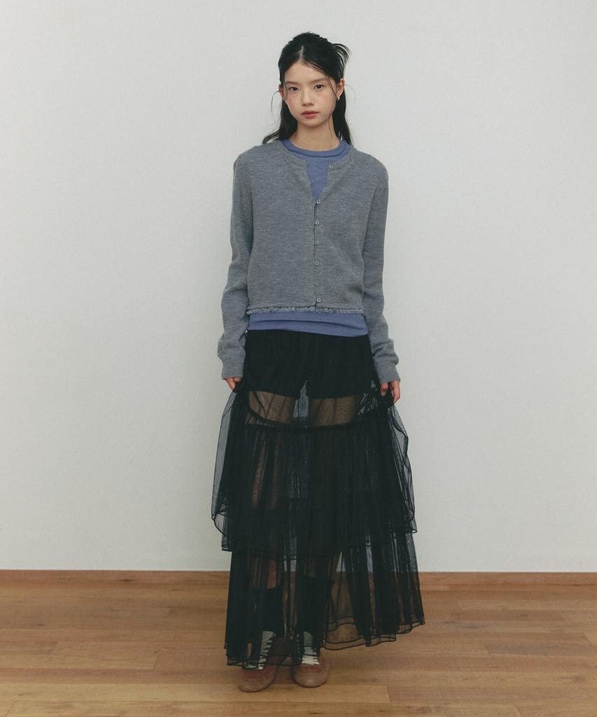 Ceme See-Through Layered Skirt(Bk)
