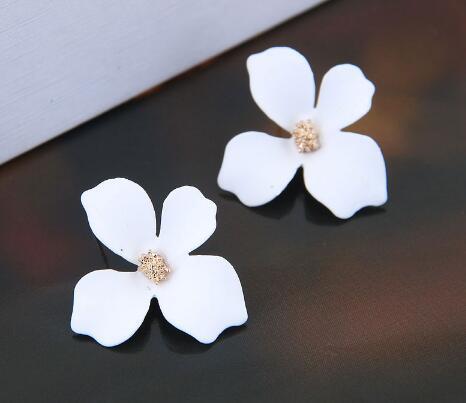 Colourful Korean Flower Earring for Women Girl Fashion Purple Earring Vintage Flower Shaped Ear Stud Wedding Party Jewelry Gift