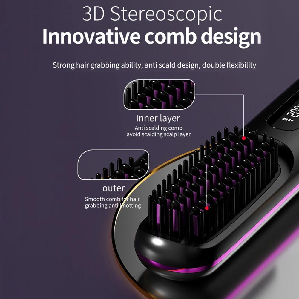 Digitální displej USB Hřeben pro rovnání vlasů Nastavitelná teplota Žehlička na vlasy pro ženy Nástroje pro úpravu vlasů pro ženy