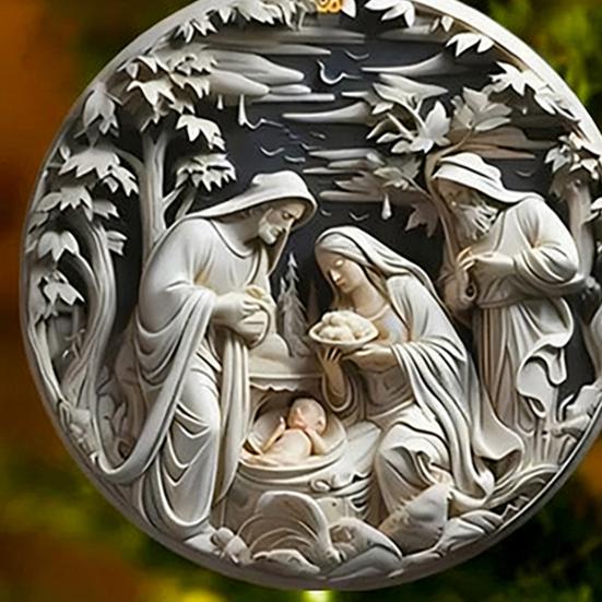 2D Acrylic Christmas Ornament Lightweight Home Office Indoor Holiday Party Xmas Tree Hanging Decoration Pendant Festival Gift