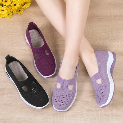 Summer Comfortable and Breathable Casual Women's Shoes Flat Bottomed Hollow Mesh Fabric Shoes for Women