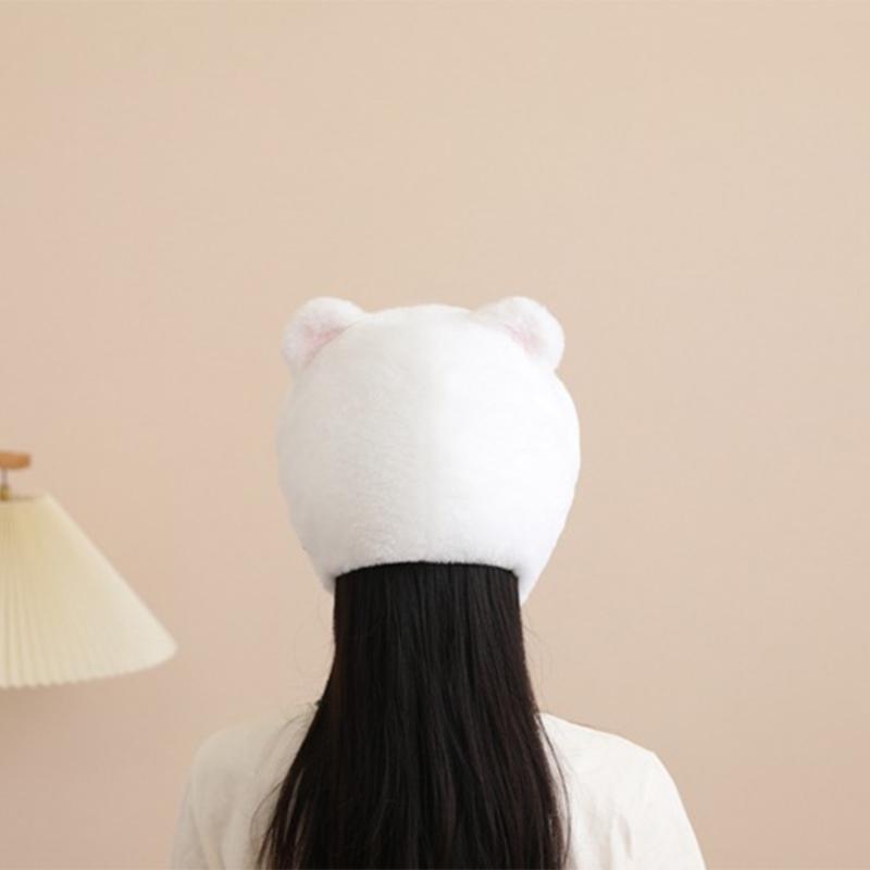 White Terrier Dog Hat Soft Fleece Winter Hat For Cold Weather Easy To Wear Photo Props