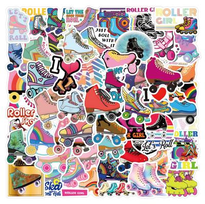 55/110 Neue Rollschuhlaufen Rollschuhe Doodle Aufkleber Notizbuch Skateboard Koffer Aufkleber