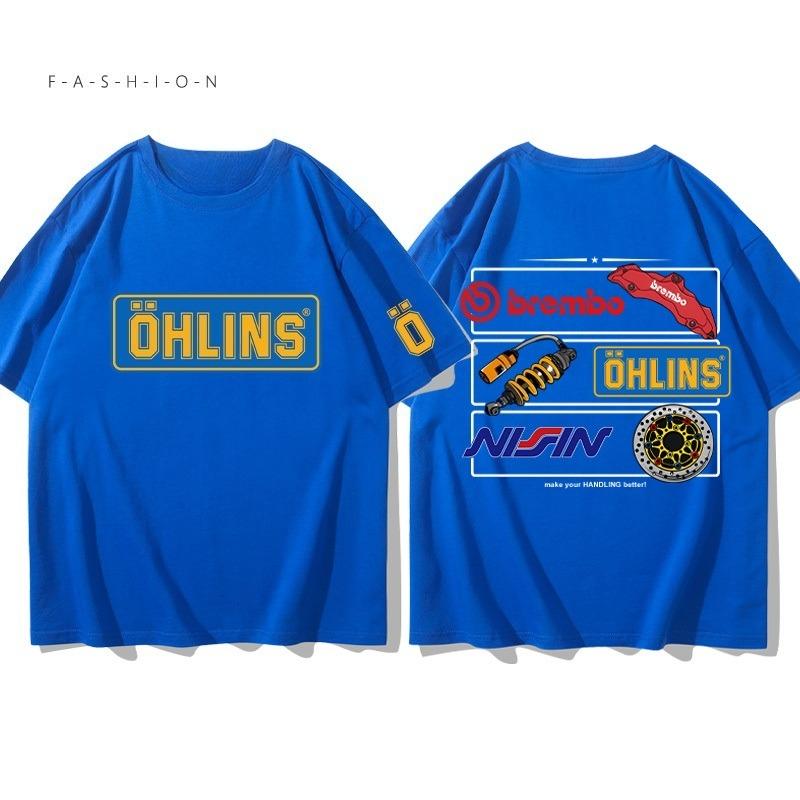 2025 Men's Motorcycle Ohlins Suspension Print T-shirt Graphic Oversized Sport Breathable Comfortable Streetwear S-4XL Cool Tee